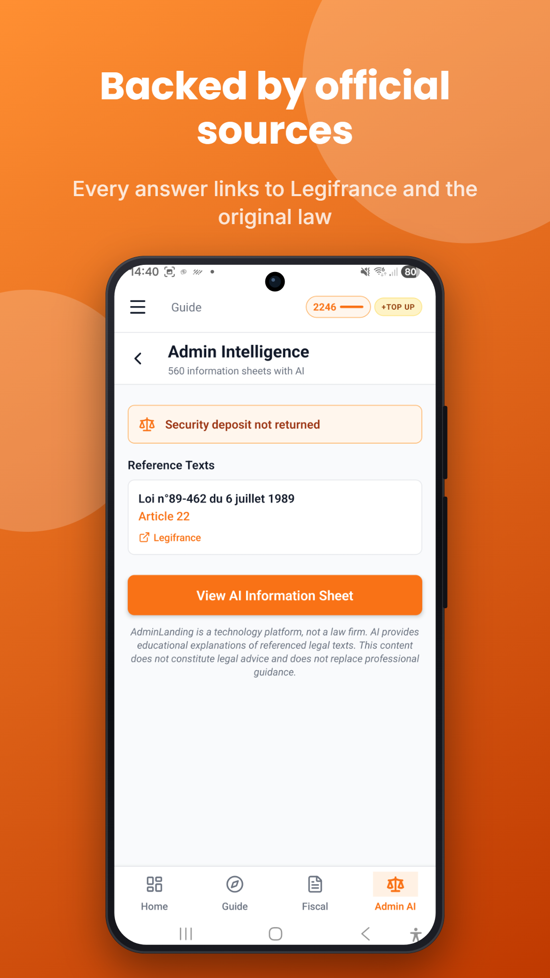 Admin Intelligence — 543 AI-generated information sheets