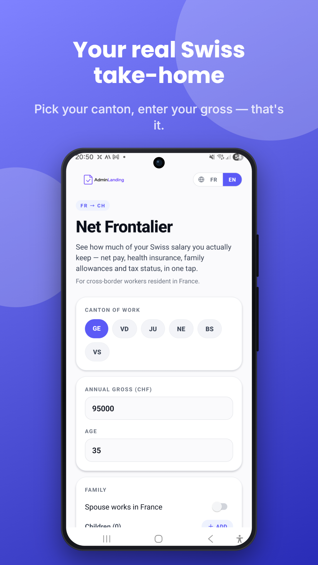 Net Frontalier app screenshot